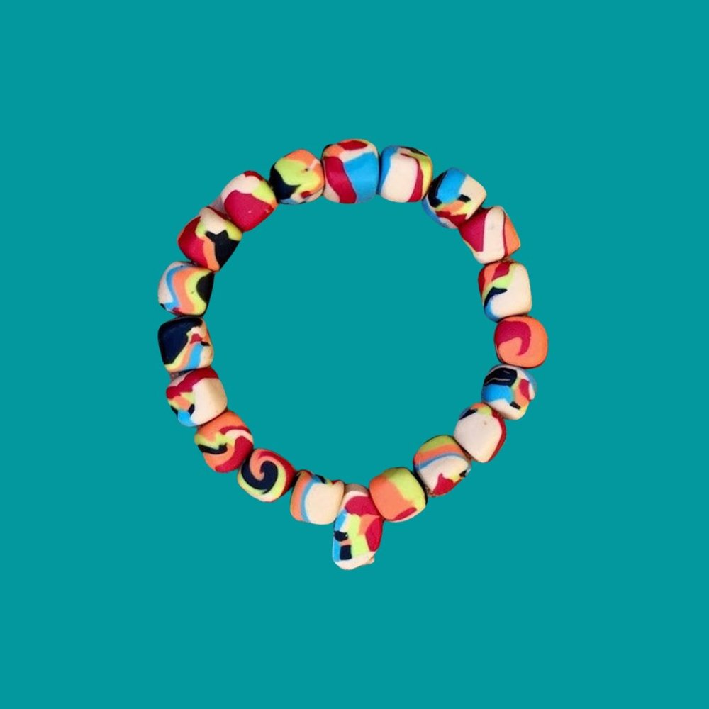 Subtle Rainbow Hand Sculpted Clay Gelato Beads S/M